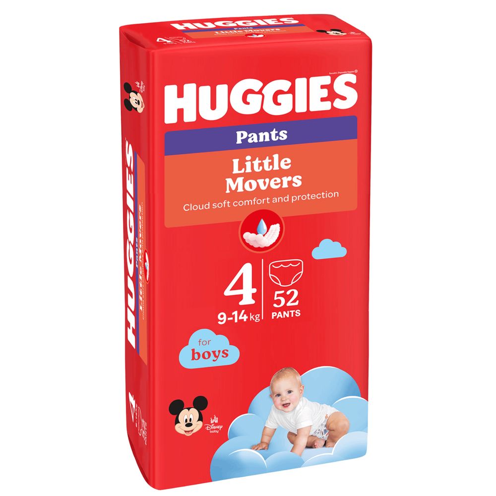 Підгузки-трусики Huggies Little Movers Boys, розмір 4 (9-14 кг), 52 шт