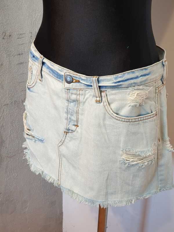 235 Dżinsowa mini Top Shop rozm 40 przetarcia punk rock