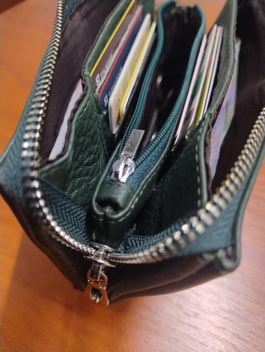 Гаманець клатч шкіряний зелений