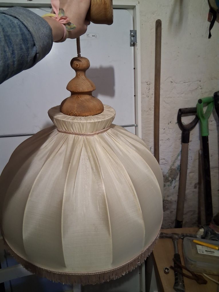 Lampa  PRL klosz abażur żyrandol