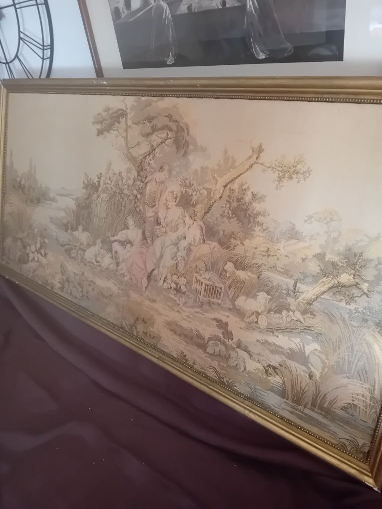 Quadro em tapeçaria antigo