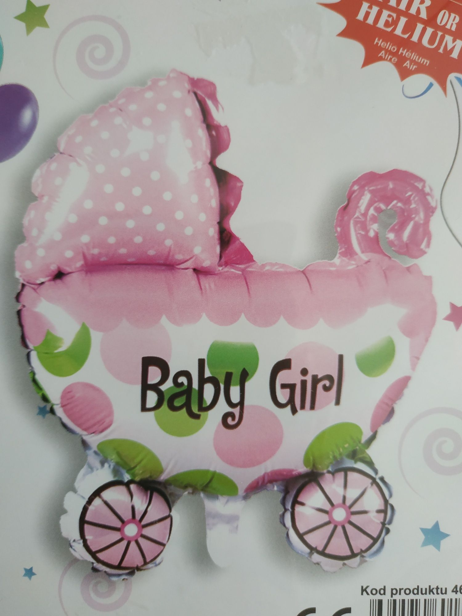 Balon z okazji narodzin/baby shower/wózek/baby girl/różowy/80x67
