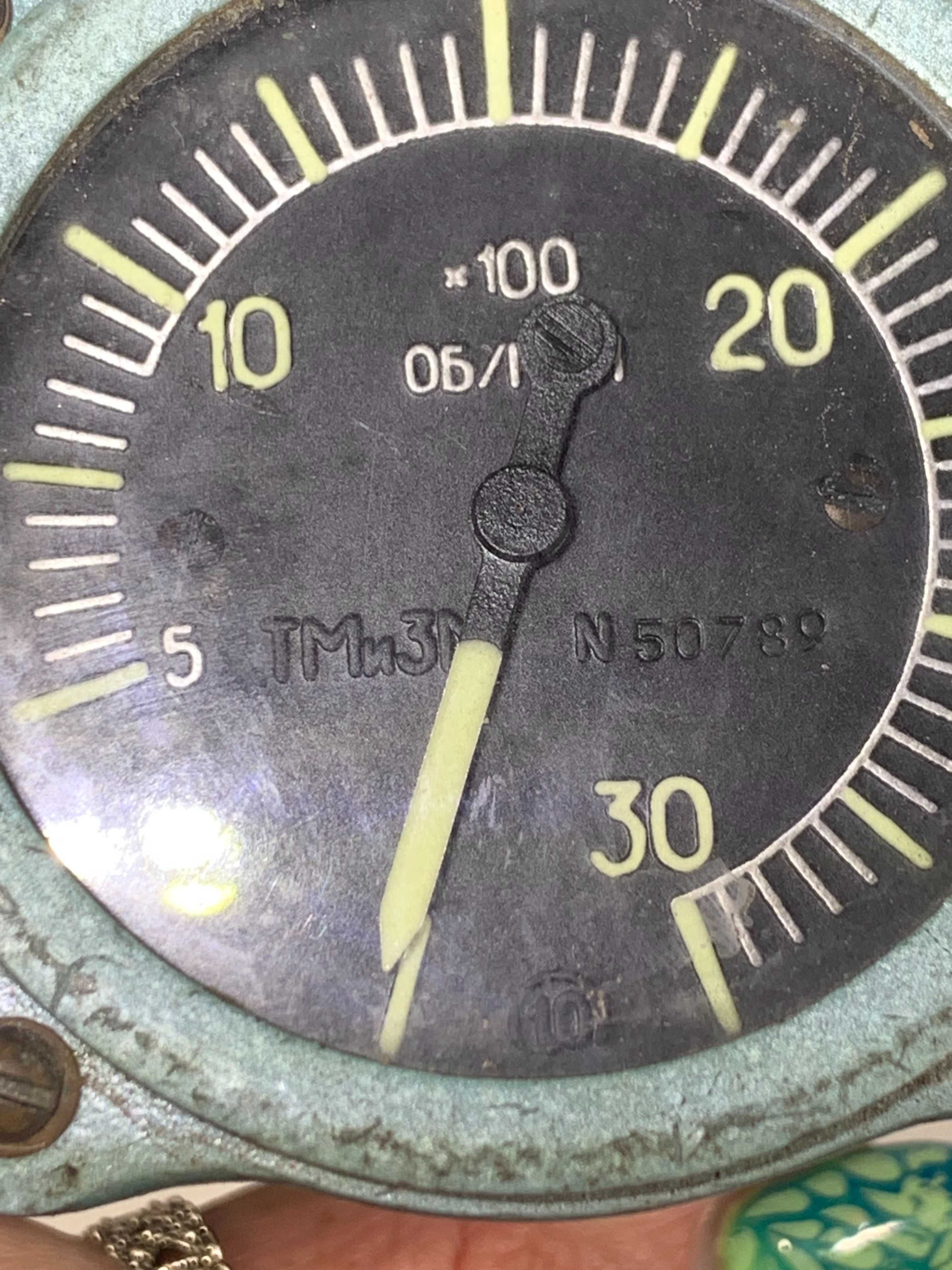 Радянський авіаційний тахометр ТМІ-3М (×100 об/хв) - оригінал СРСР