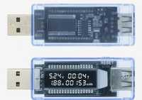Battery Tester USB Transparent Blue Voltmeter Current Capacity Charger