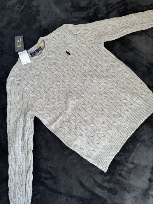 Outlet Sweter Unisex Polo Ralph Lauren Szary Idealny na Prezent S M L