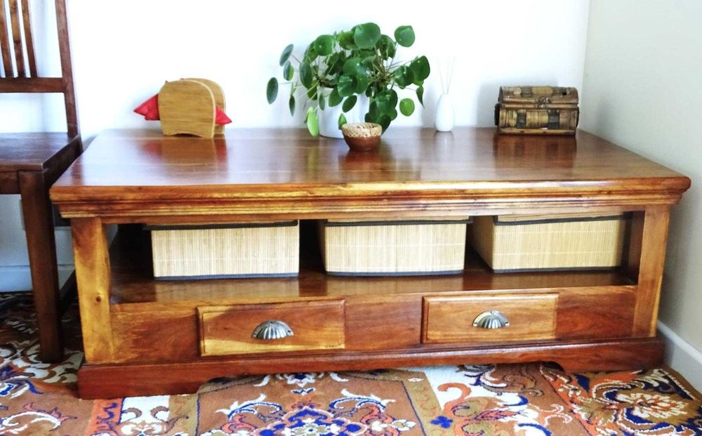 Kolonialna ława z drewna egzotycznego palisander 130x70x45 - AlmiDecor