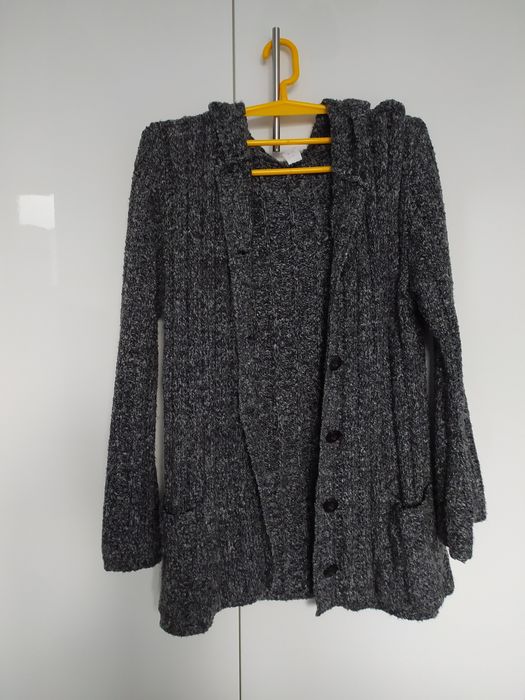 Sweter czarny, rozpinany, kaptur M/L