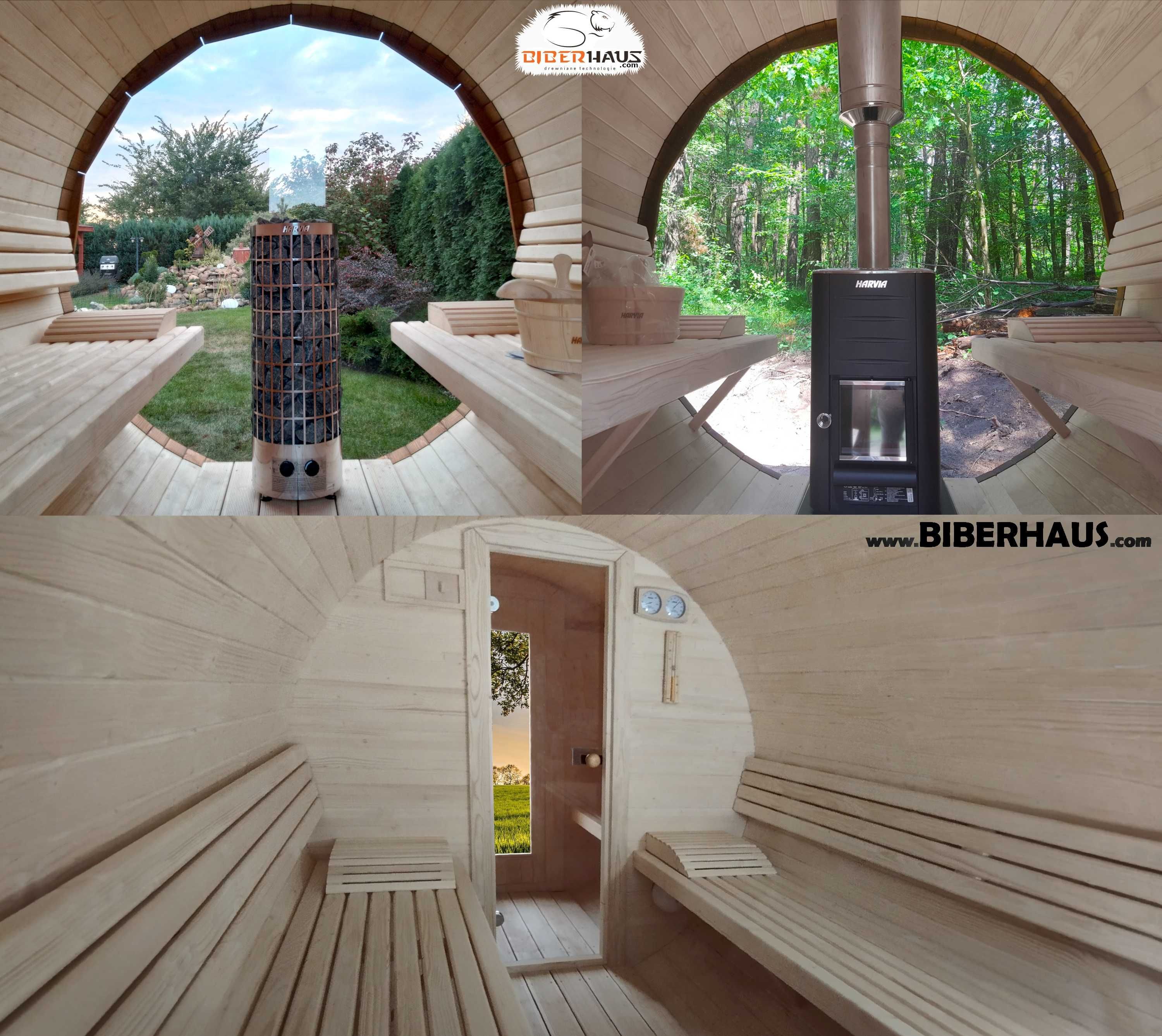 SAUNA Ogrodowa 400cm + Okno 100% + PRZEBIERALNIA + PRZEDSIONEK +Beczka