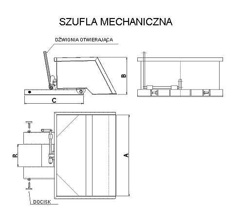 Szufla mechaniczna pług wózek widłowy GAB Stalowa Wola 1300mm solidna