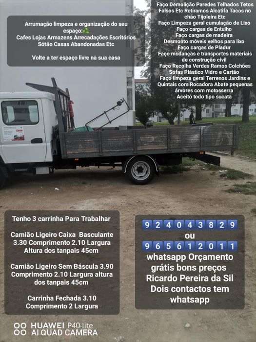 Faço cargas de Entulho Madeira Pladur Resíduos Monos