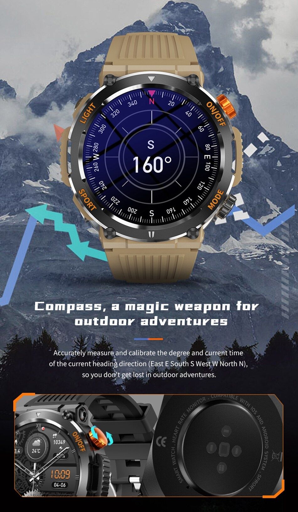 Смарт часи LIFE, Smart watch,  умные часы 1,46, 450 мАч, компас,фитнес