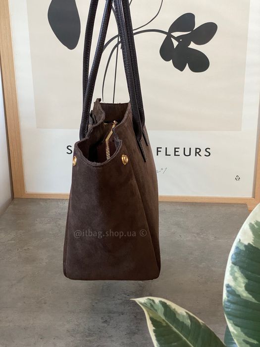 Замшева італійська сумка шопер, тоут. Итальянская замшевая сумка, кожа