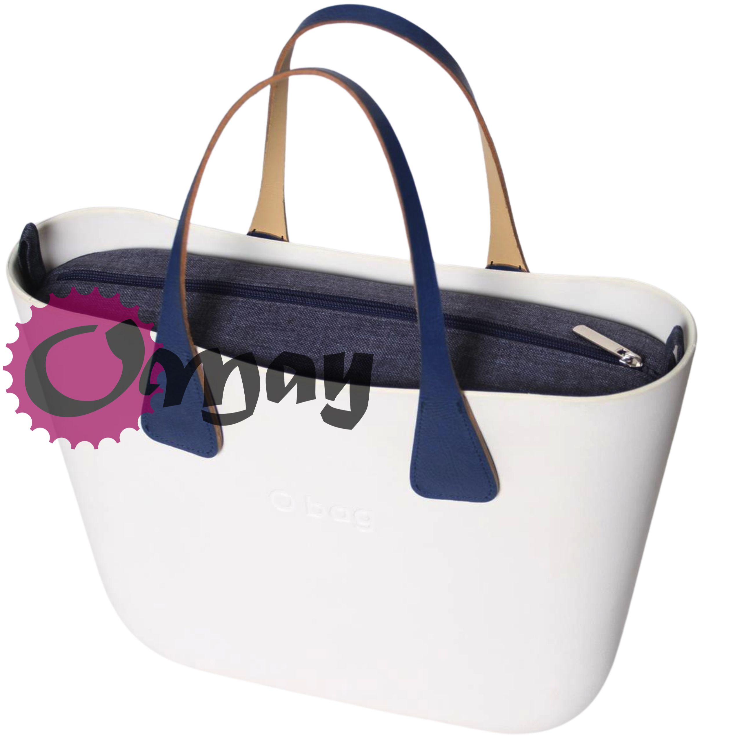 Granatowy organizer do OBAG MINI len 2 kieszenie wkład OMAY