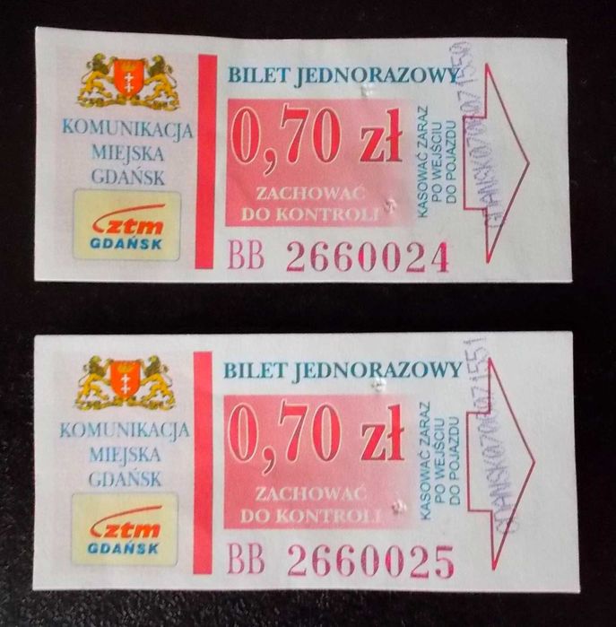 Bilety ZTM Gdańsk - kolekcja 2 szt. - (2007r.)