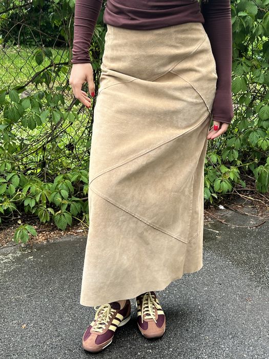 Замшева спідниця максі