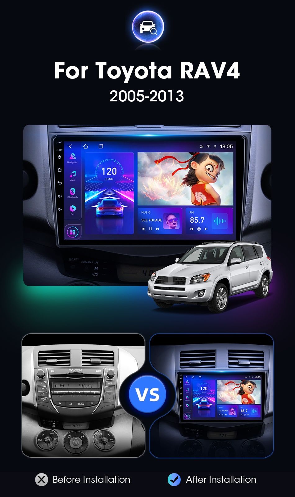 Radio Nawigacja TOYOTA RAV4 2006÷ 2013 ANDROID