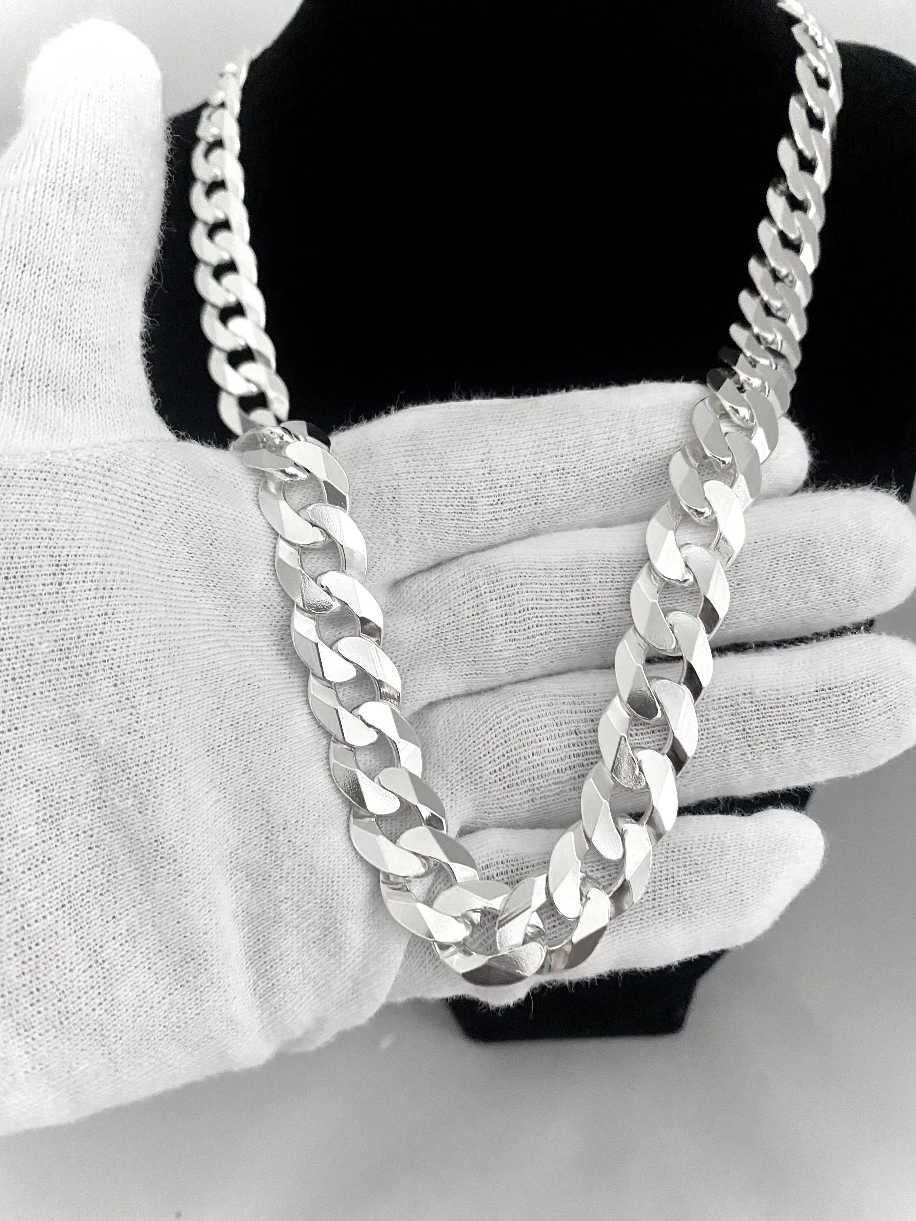 Nowy Srebrny męski komplet bransoleta + łańcuch. 12,5 mm. Sklep