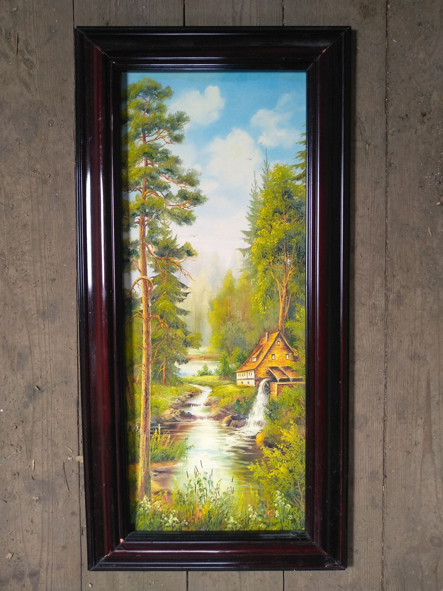 Картина дом в лесу