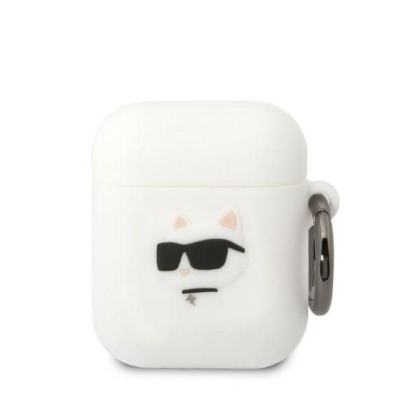 Etui na Airpods 1/2 Karl Lagerfeld Choupette Head 3D - Biały