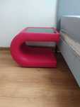 Stolik nocny czerwony modern C-shape skóra eko 2szt