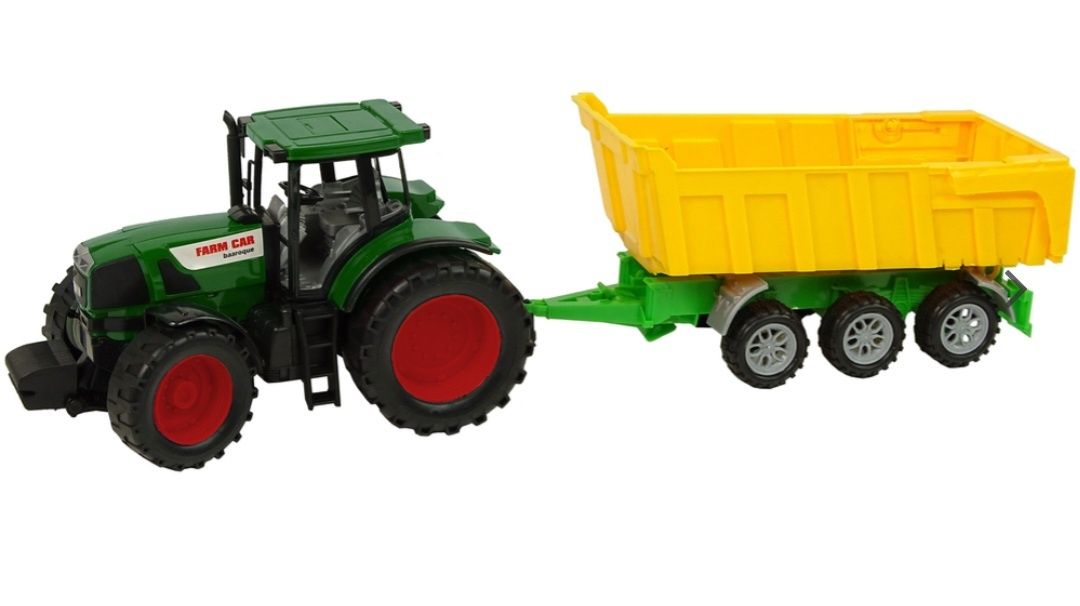 Zielony traktor z żółtą wywrotką duży 50cm