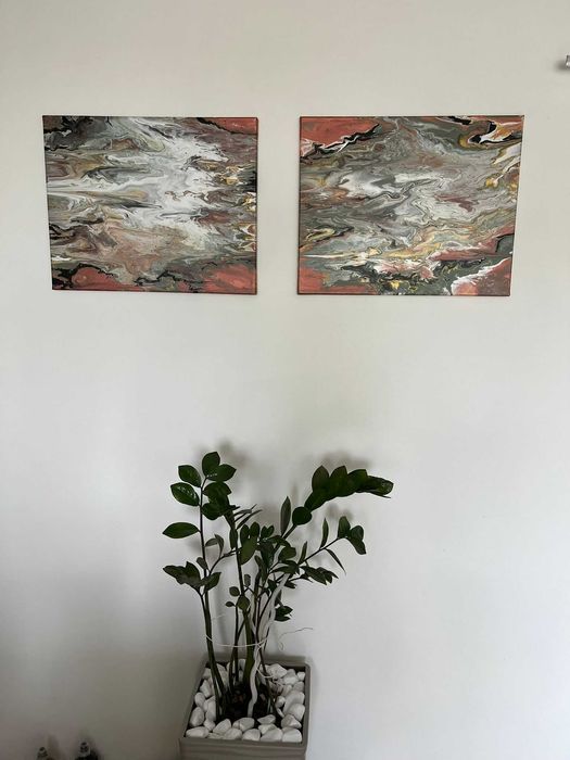 Obraz akrylowy, abstrakcja ręcznie malowany na płótnie, 40 x 50 cm