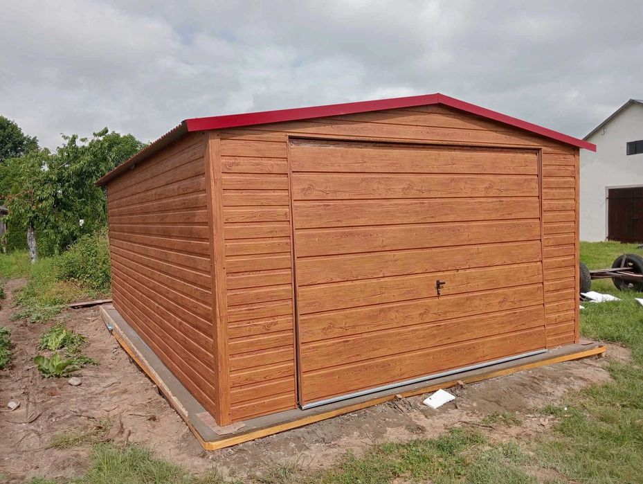Garaż blaszany drewnopodobny 4x5 Garaż PREMIUM blaszak od PRODUCENTA