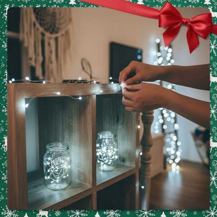 Lampki Druciki Led 2m 20 Lampek Białe Zimne Na Baterie Ozdobne