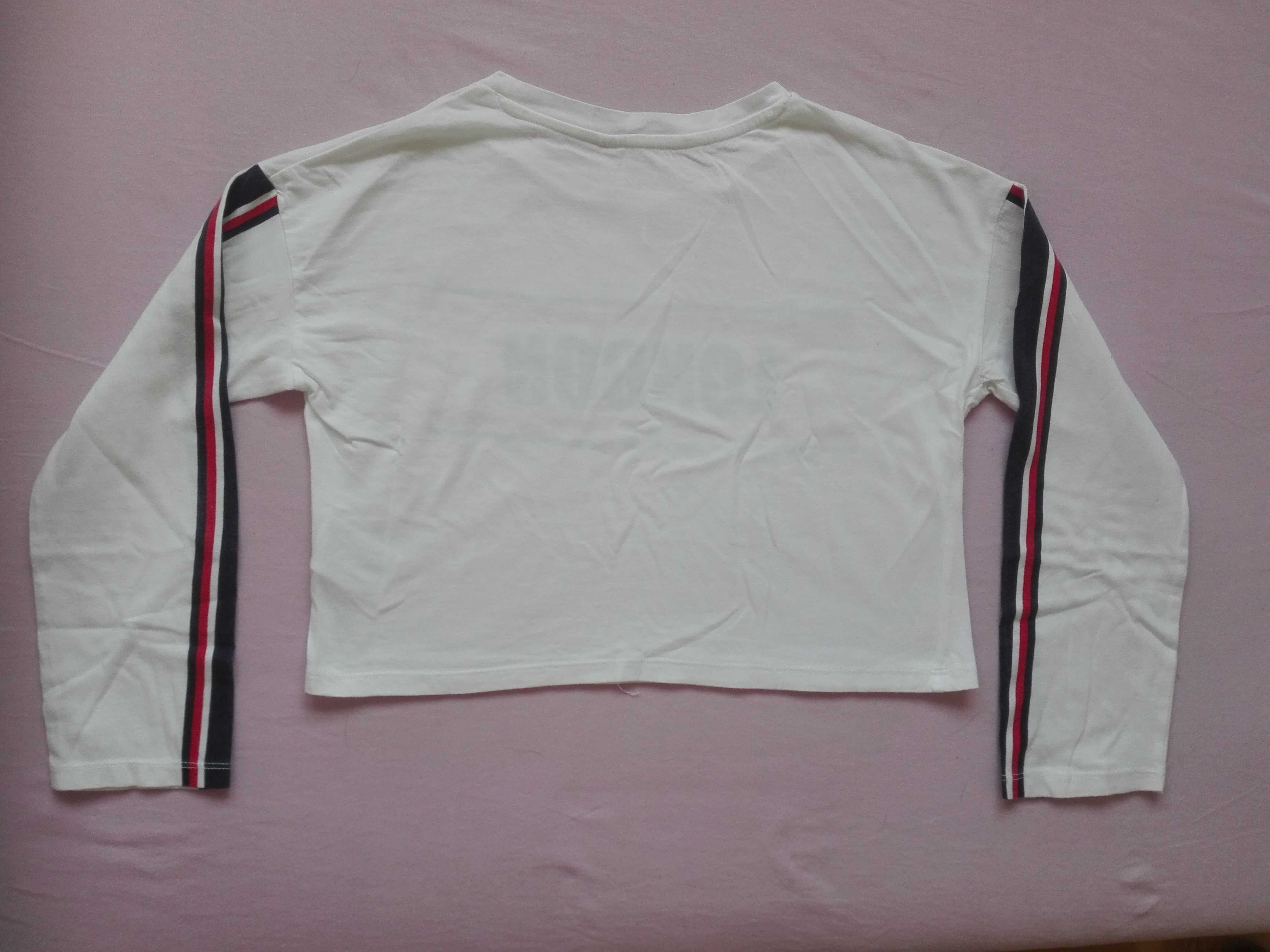 biała bluza, bluzka dziewczęca H&M, rozmiar 134-140