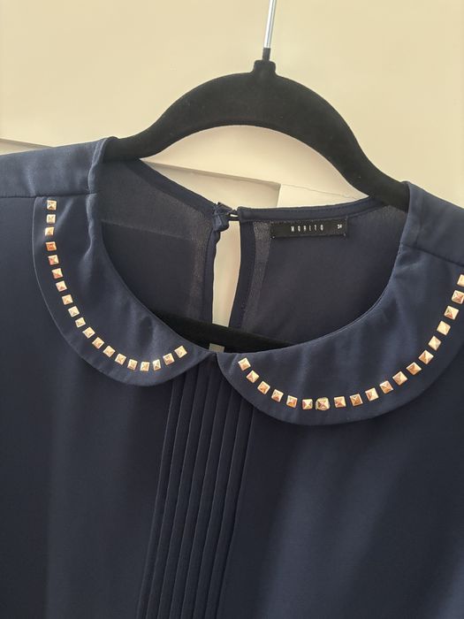 MOHITO granatowa bluzka z nitami r. 34 / 36