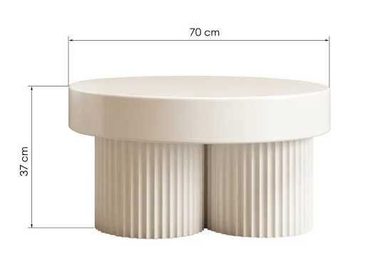 zz692 Okrągły stolik kawowy Salerno 70 cm, bialy, ryflowany
