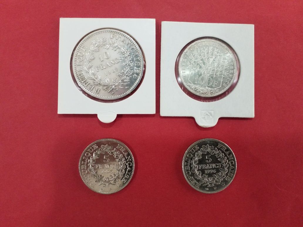Moedas antigas francesas prata e níquel