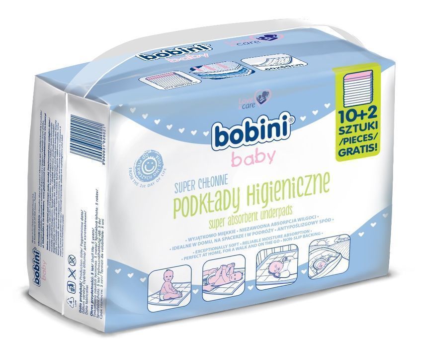 Podkłady Higieniczne Bobini Baby dla Niemowląt 12szt