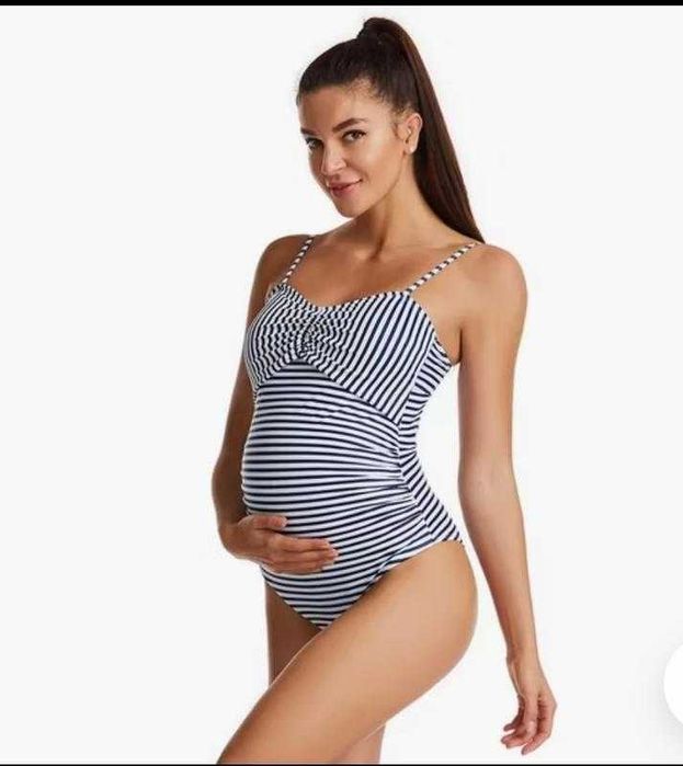 Суцільний купальник в смужку вагітним 48 50 розмір новий