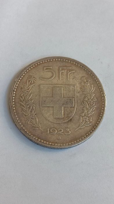 Moeda prata de 5 francos Suíços , de 1923