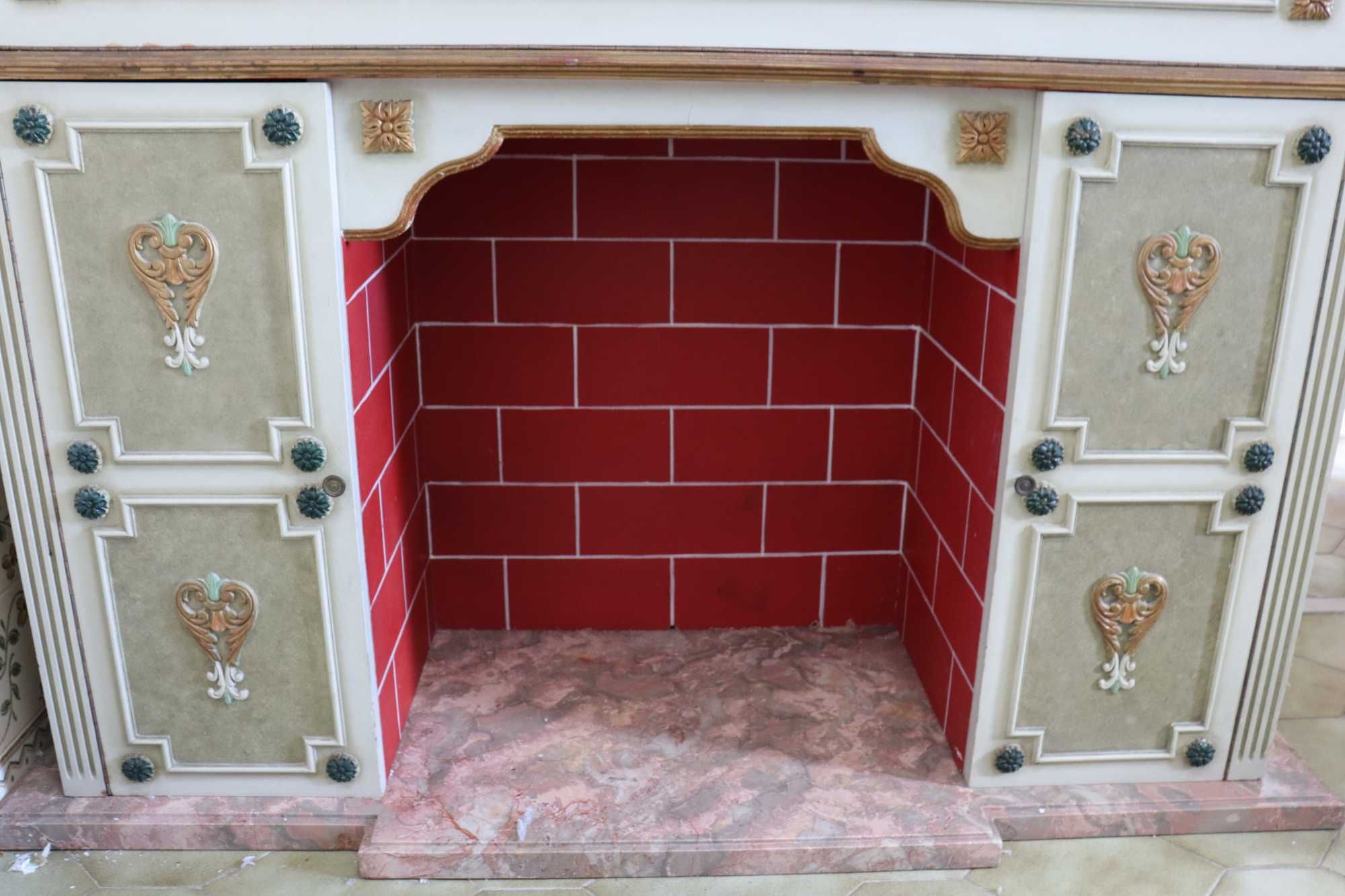 Escrevaninha Retro com Lareira Decorativa em Madeira e Mármore