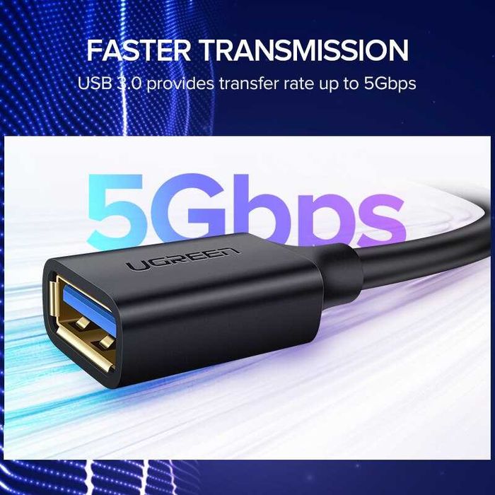 Кабель подовжувач USB 3.0 5Gbps UGREEN шнур удлинитель юсб папа-мама