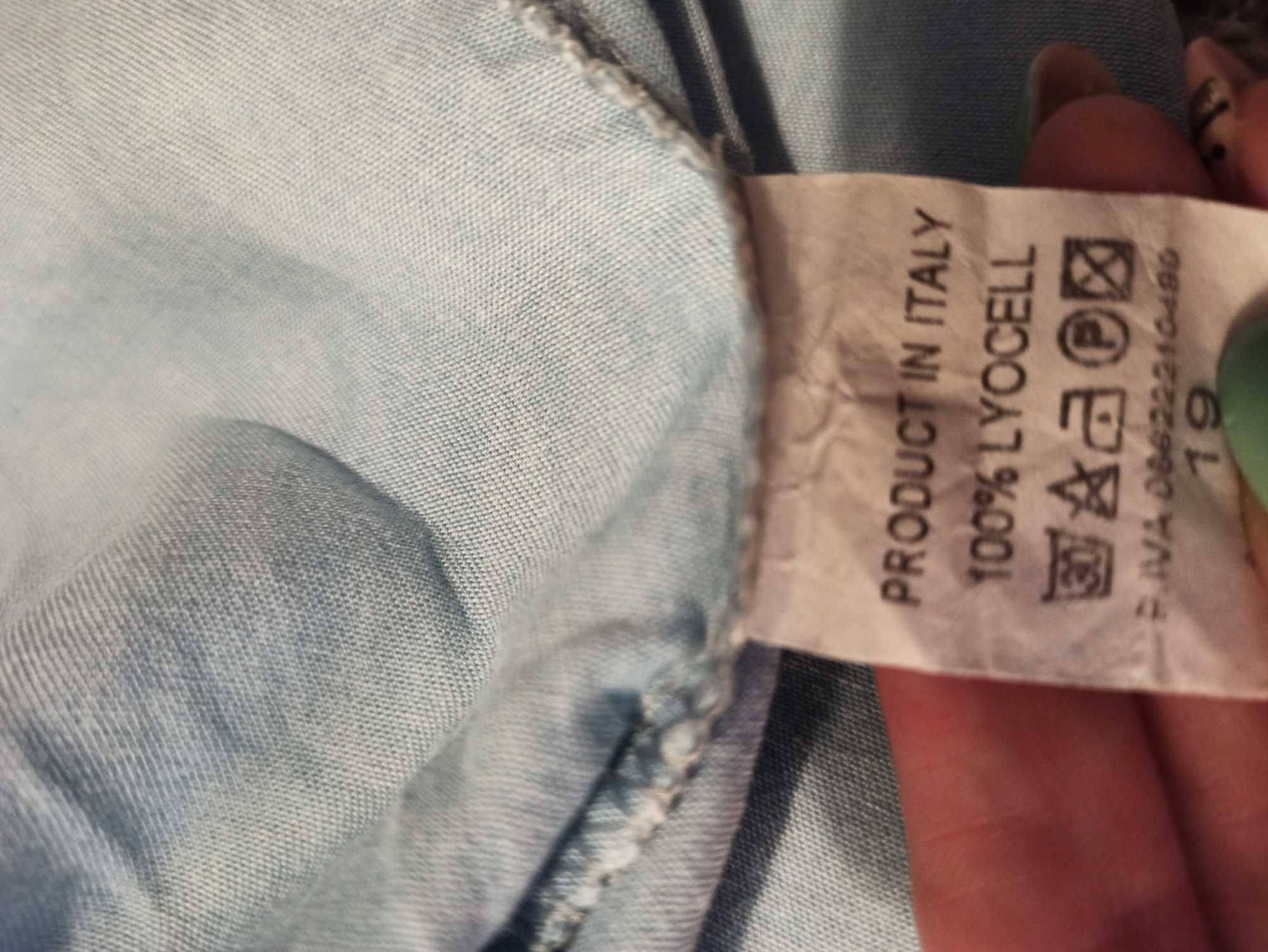 Sukienka krótka z krótkim rękawem  rozkloszowana jeans lyocell r. S