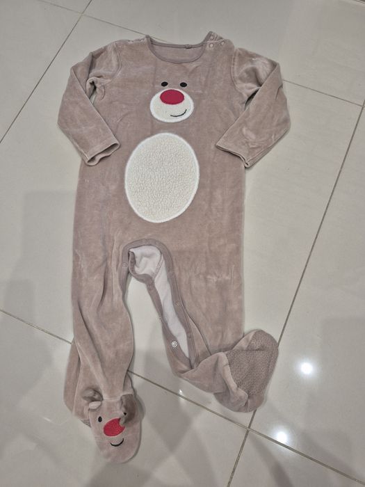 Śpiochy renifer reniferek 86-92, czerwony nos napy miły materiał antyp