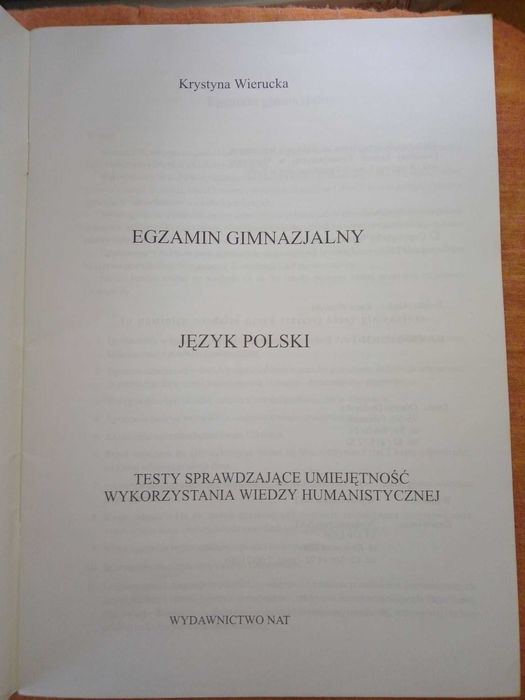 Arkusze egzaminacyjne Testy Gimnazjalne Język Polski Wierucka (czyste)
