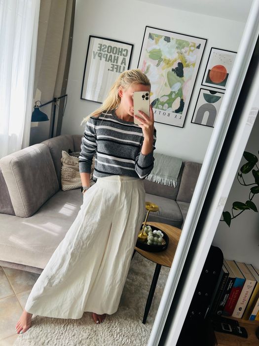 Sweter w paski odkryte ramiona rozmiar S/36 H&M