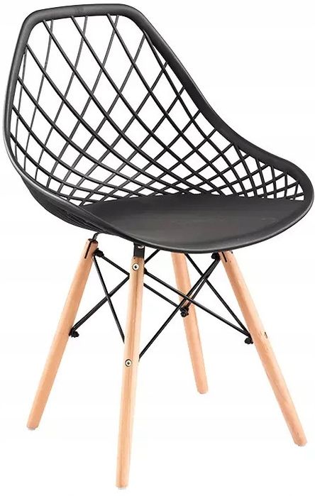 Stół fi80 black+4xkrzesło DSW czarne