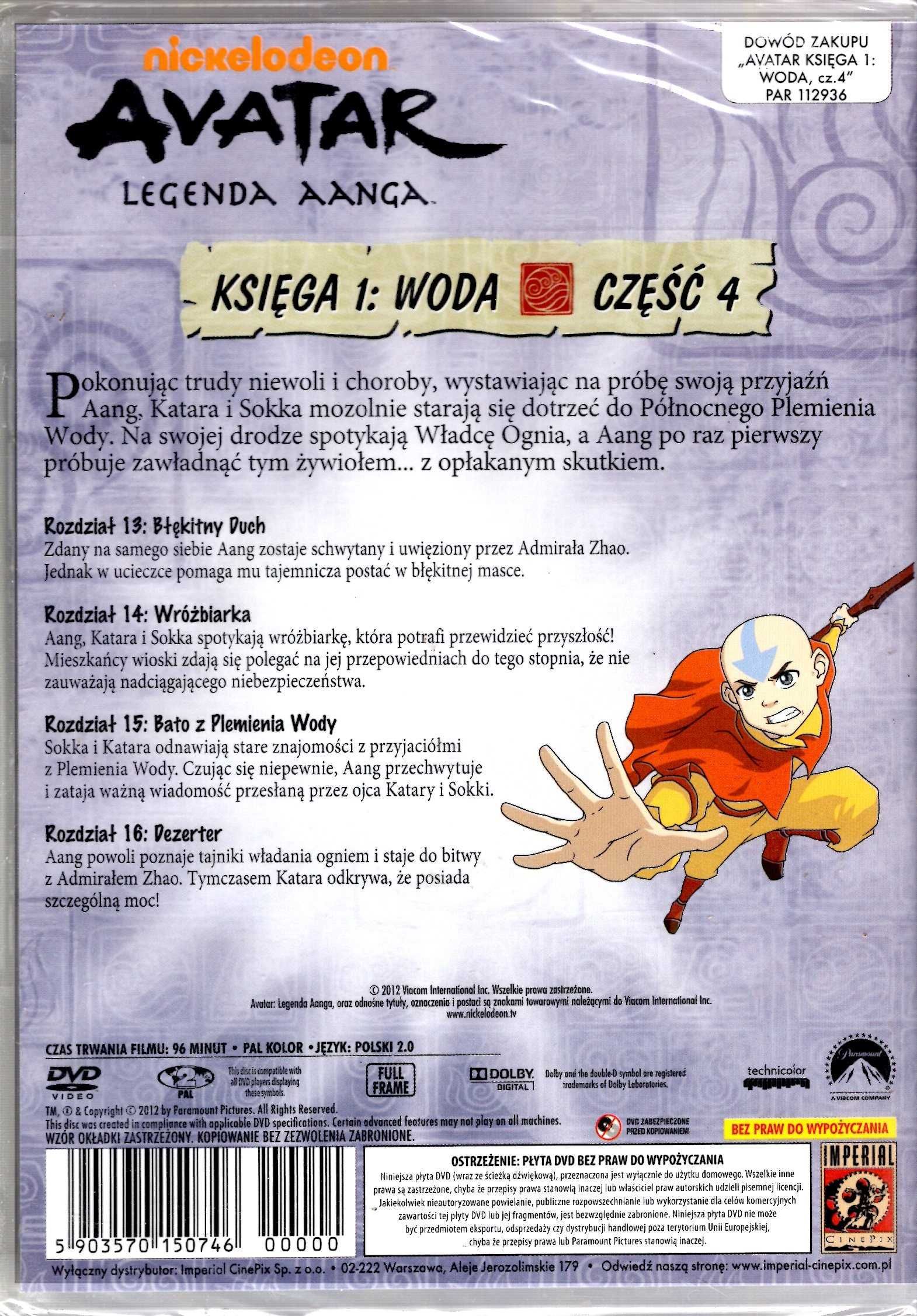 Avatar Legenda Aanga Księga 1 Woda Cz.4 Dvd