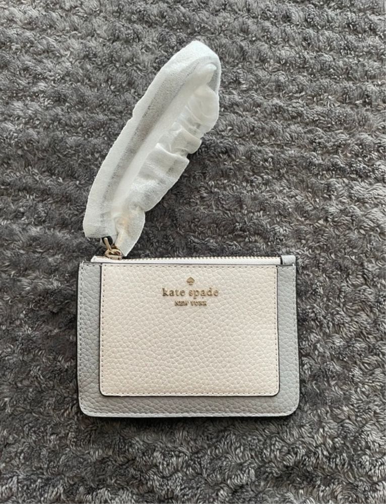 Small card holder / portfelik kate spade new york bialy szary