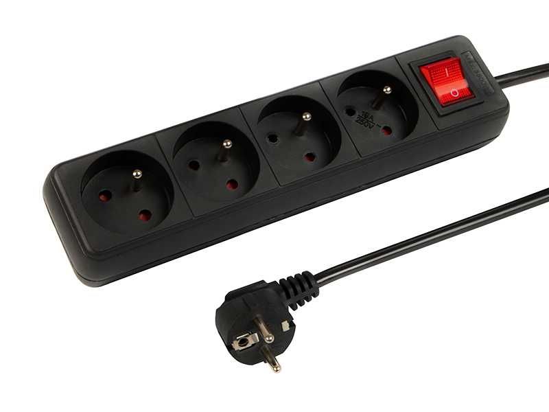 Przedłużacz sieciowy PR-470WSP 4-Gniazda z uziemieniem+wyłącznik 1,5m