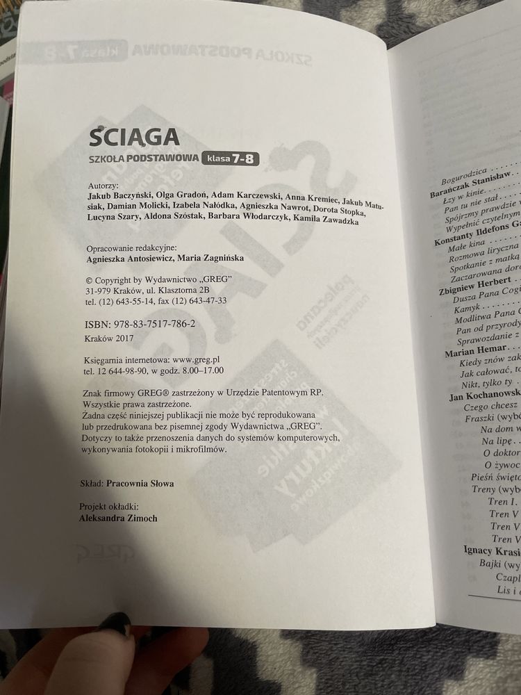 Greg sciagi z lektur obowiazkowych 7-8 klasa