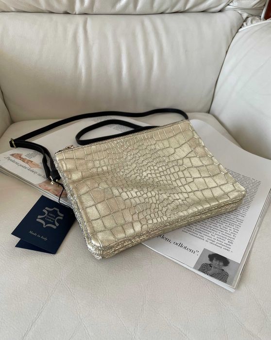 Італійська шкіряна сумочка кросбоді на 3 відділення