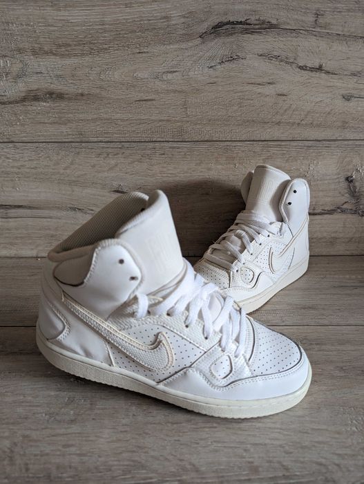 Кожаные белые кроссовки б/у хай-топы Найк Nike  Force Mid 37р 24 см