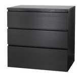 Szafka biała Ikea MALM Komoda 3 szuflady, czarnobrąz 80x78 Nowa