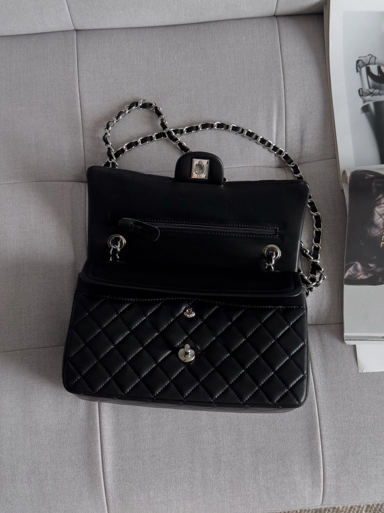 Сумка Chanel шкіра | чорна | срібна фурнітура